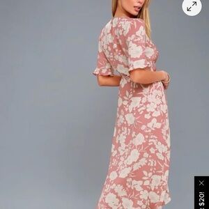 Lulu's Blush Floral Midi Dress